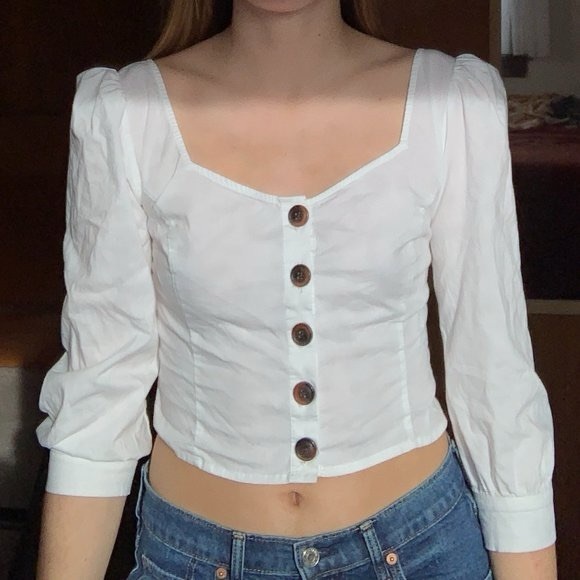 Urban Outfitters Tops - Women’s Urban Outfitters Chloe Balloon Sleeve Button-Down Top Size Medium